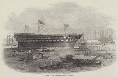 Launch of the Meanee, 80 Guns, at Bombay by Edwin Weedon